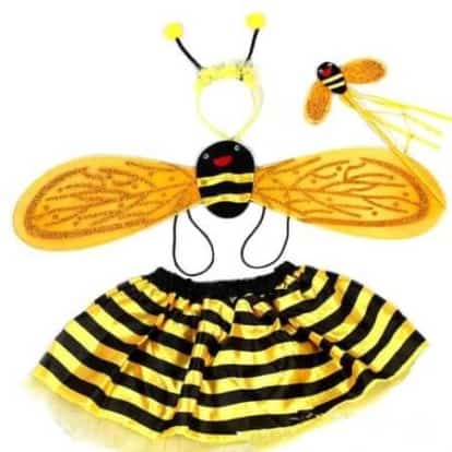 4 Piece Sets Halloween Christmas Bee Ladybug Costumes for Kids Girls Cute Party Fancy Dress Cosplay Wings+Tutu Skirts Yellow Red