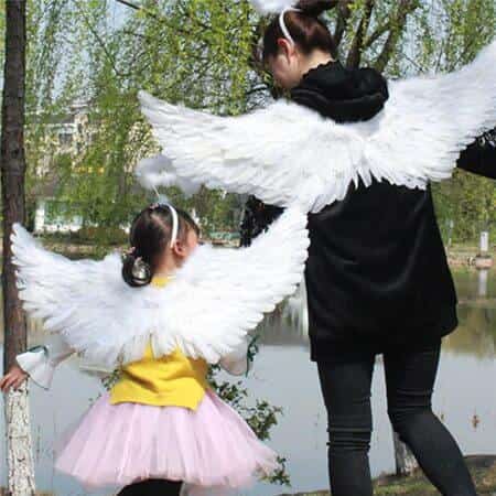 YiZYiF Children's White Feather Angel Wings for Dance Party Cosplay Costume Stage Show Masquerade Carnival Holiday Fancy Dress