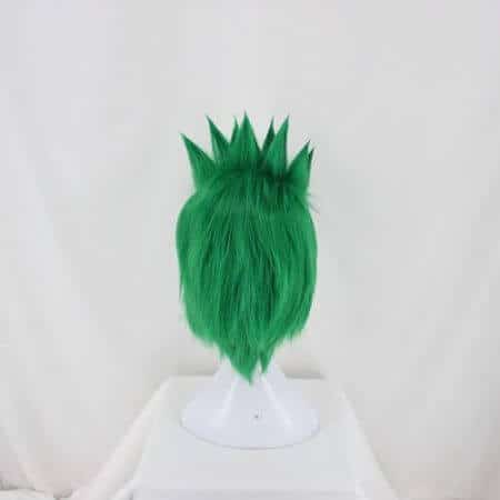 Anime Overwatch Genji OW Short Green Cosplay Costume Wig Slicked-back Heat Resistant Synthetic Hair + Free Wig Cap 3