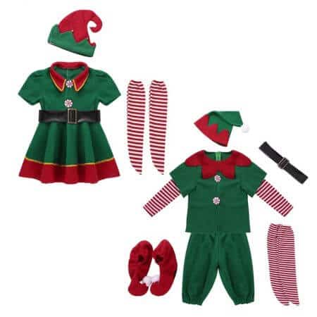 Green Christmas Elf Costume for Kids 55