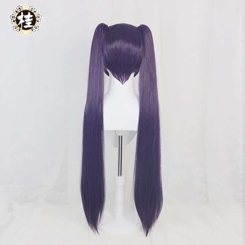 Pre-sale UWOWO Game Genshin Impact Mona Megistus Cosplay Wig Astral Reflection 90cm Purple Twin Tail Wig 3