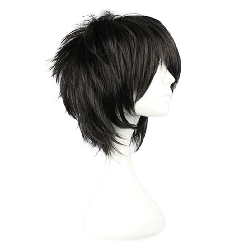 Anime Death Note L Cos Wig Mens L.Lawliet Short Black Heat Resistant Hair Pelucas Cosplay Costume Wigs + Wig Cap 4