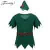 New Arrival Kids Boys Peter Pan Costumes T-shirt with Hat Belt Halloween Cosplay Party Boy for Fancy Carnival Role Play Clothing 1