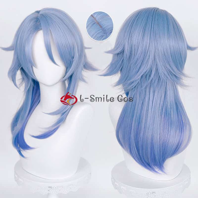Game Genshin Impact Kamisato Ayato Blue Long Cosplay Wig Cosplay Anime Cosplay Wig Heat Resistant Anime Party Wigs + Wig Cap 1