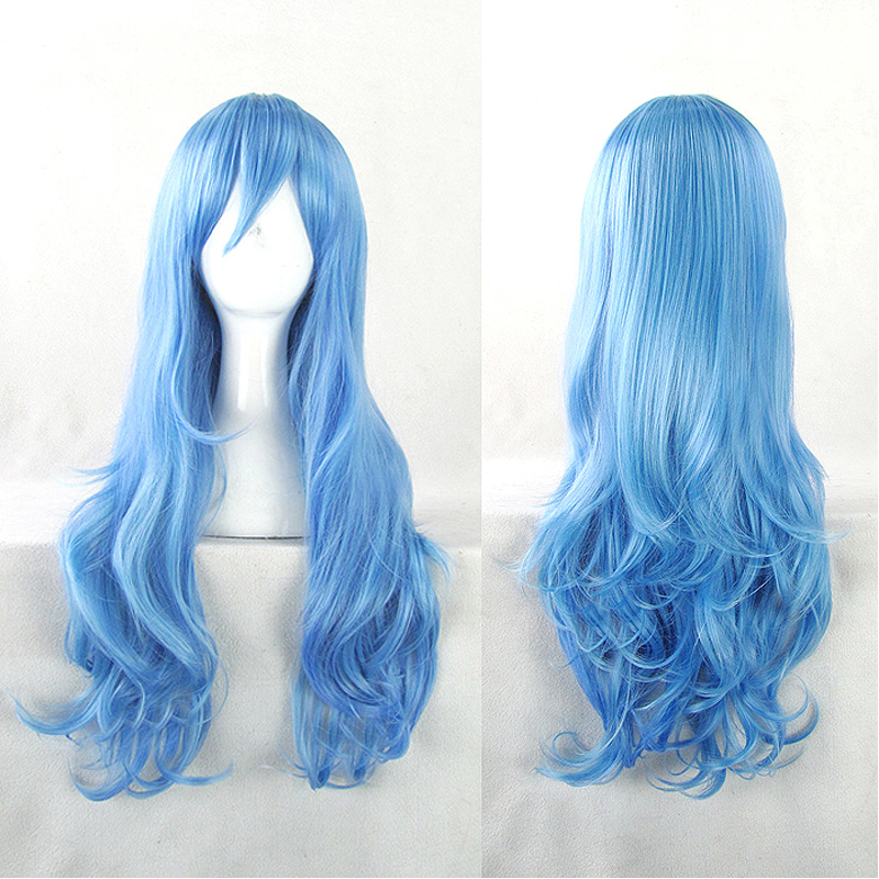 DATE A LIVE Yoshino Cosplay Wigs Role Play 70cm Long Curly Wavy Blue Mix Synthetic Hair Wigs for Adult Heat Resistance Fiber 1