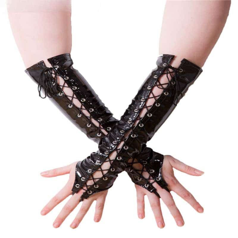 Wet Look schwarze Kpop Handschuhe Idols Style Eboy Egirl 11 Wet Look schwarze Kpop Handschuhe Idols Style Eboy Egirl 6
