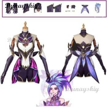 Lol Cosplay Dress League Of Legends Akali Dress Star Guardian The Rogue Assassin Akali Cosplay Costume wig Girl Battle Dress 7