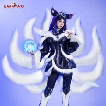 Ahri Cosplay League of Legends/LOL: Midnight Ahri Foxx Cosplay Costume Dress New Nine Tailed Fox-Fur Halloween 6