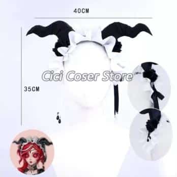 Game Identity V Crimson Priestess Cosplay Witch Fiona Crimson Wig Headdress Earrings Women Halloween Party Roleplay Accessories 9
