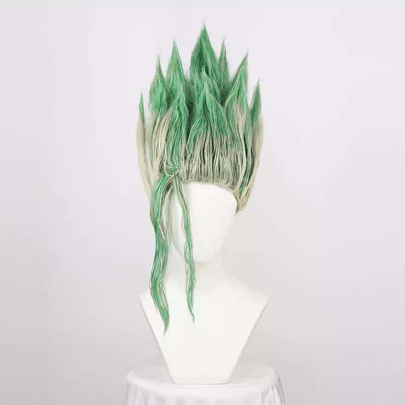 Anime Dr. Stone Kostüm Ishigami Senkuu Cosplay Wig Green Short Straight Synthetic Haare Halloween Party Carnival Props + Wig Cap 2