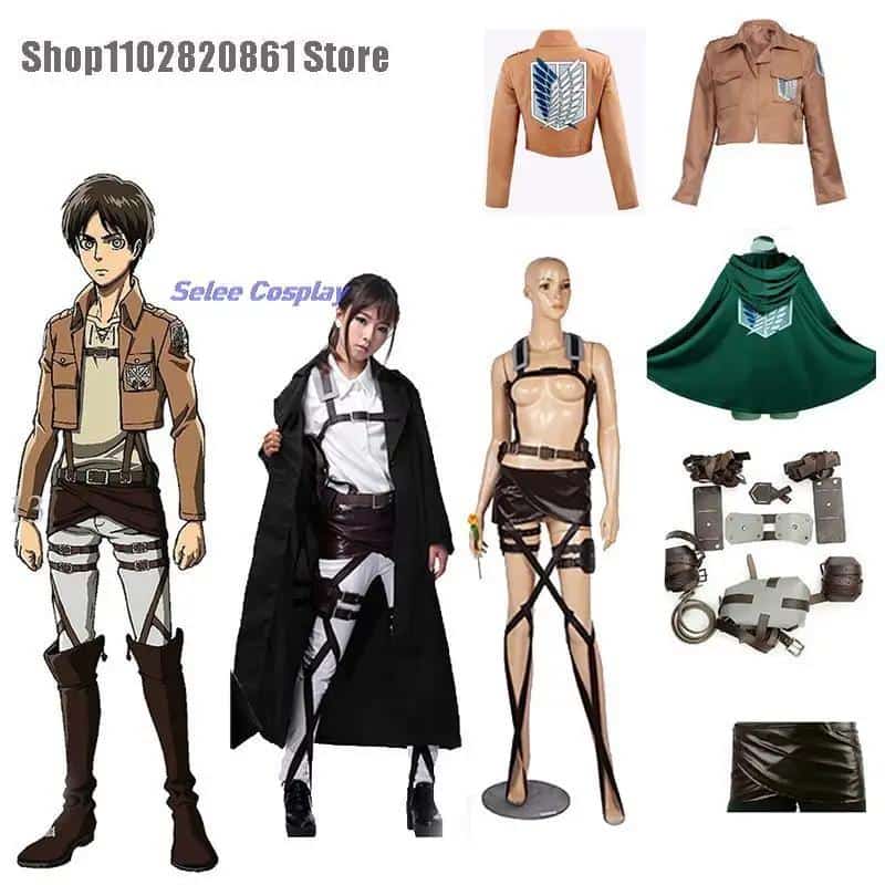 Anime Levi Attack Eren Titan Cosplay Suit Jacket Belts Shingeki no Kyojin Cosplay Cloak Costume Legion Coat Jackets Halloween 2