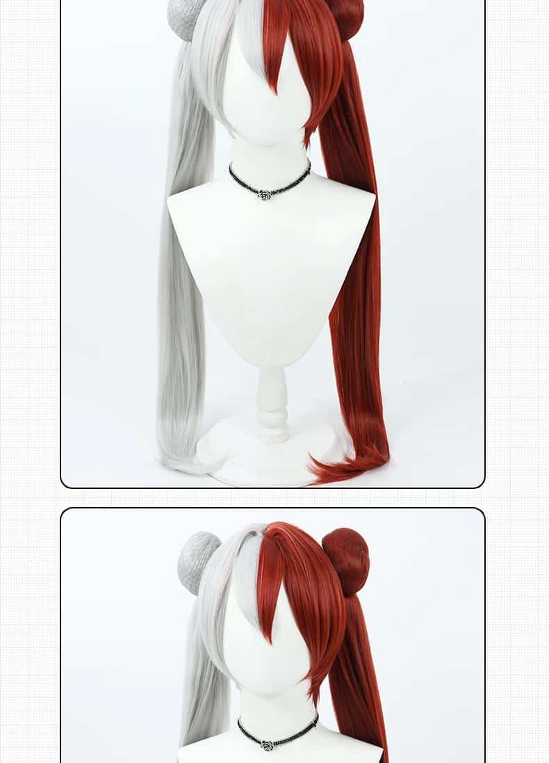 ROC Chao Ho Ying Swei Cosplay Wig Azur Lane Gray Purple Red Heat 15