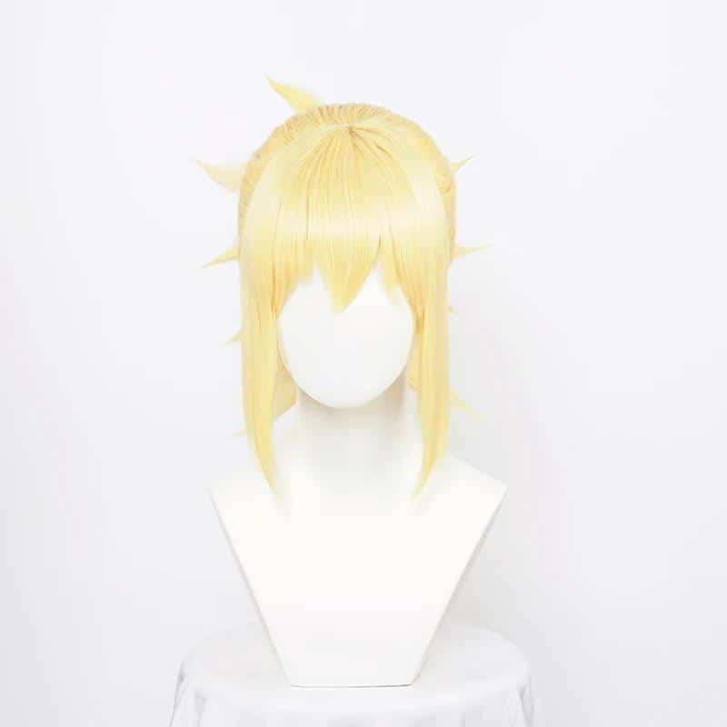 ccutoo Synthetic Haare Kohaku Anime Dr.Stone Cosplay Wig Golden Ponytail Heat Resistance Kostüm Wigs+ Free Wig Ca 7