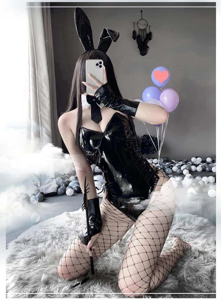 Bunny Girl Kostüm Women Sexy Cosplay Lingerie PU Leather One Piece Bodysuit Mai Sakurajima Rabbit Suit Kawaii Anime Outfit 11