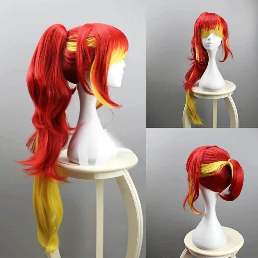 Anime Ao No Exorcist Kirigakure Shura Cosplay Red Yellow Gradient Long Ponytail Heat Resistant Hair for Halloween Party Costume 2