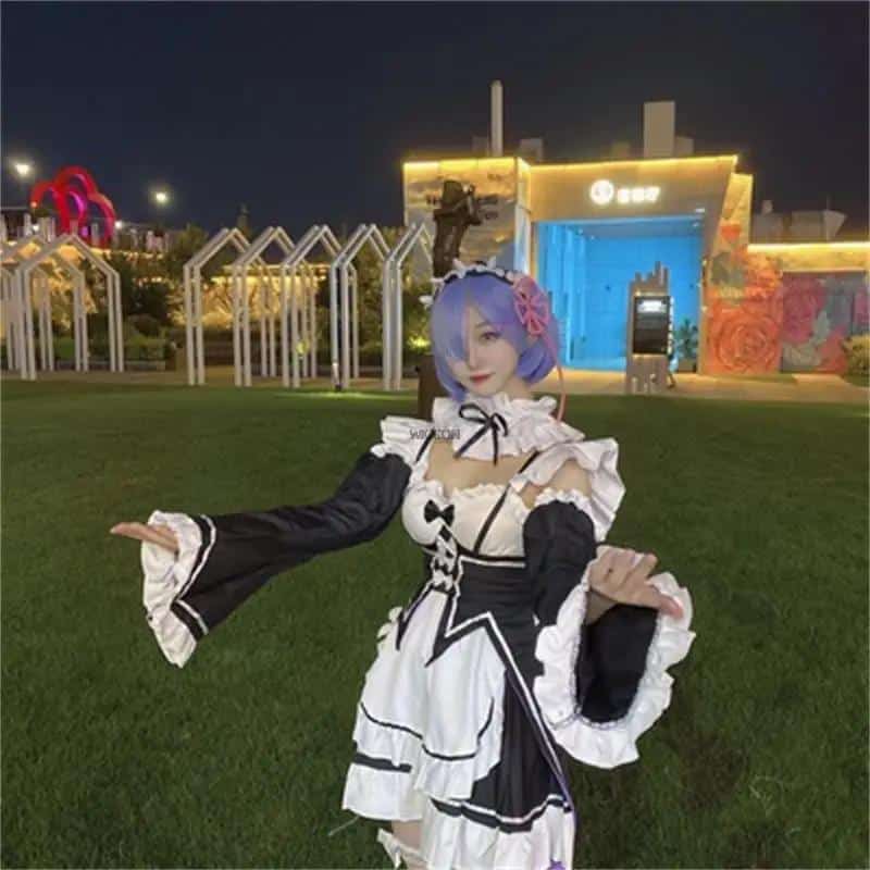 Anime Ram/Rem Cosplay Costume Re Life In A Different World From Zero Black Maid Outfit Halloween Costume Gift 10