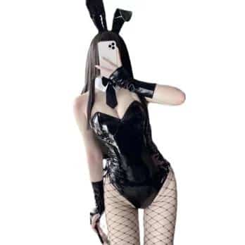 Bunny Girl Kostüm Women Sexy Cosplay Lingerie PU Leather One Piece Bodysuit Mai Sakurajima Rabbit Suit Kawaii Anime Outfit 9