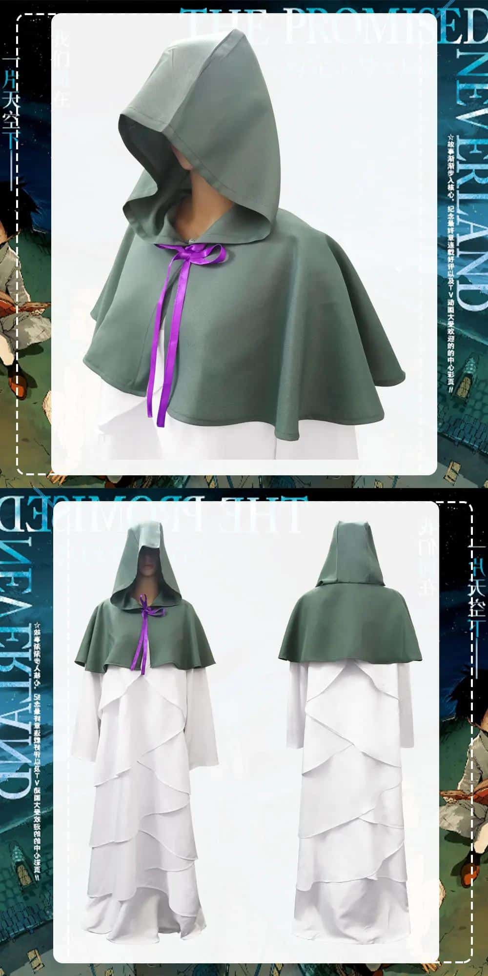 Ghost Mujika Cosplay Yakusoku No Neverland Cosplay The Promised Neverland Women Dress Cloak Anime Kostüm Halloween 15