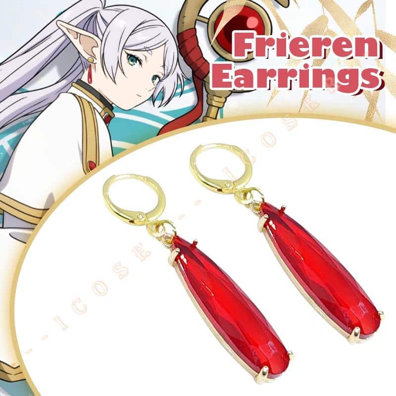 Anime Frieren Beyond Journey's End Frieren Cosplay Earrings Red Drop Earrings Mage Costume Props for Women Girls 8