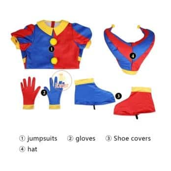 Pomni Cosplay Kostüm The Amazing Digital Circus Cartoon Uniform Hat Gloves für Damen Herren Kids Kostüm Cos Props 13