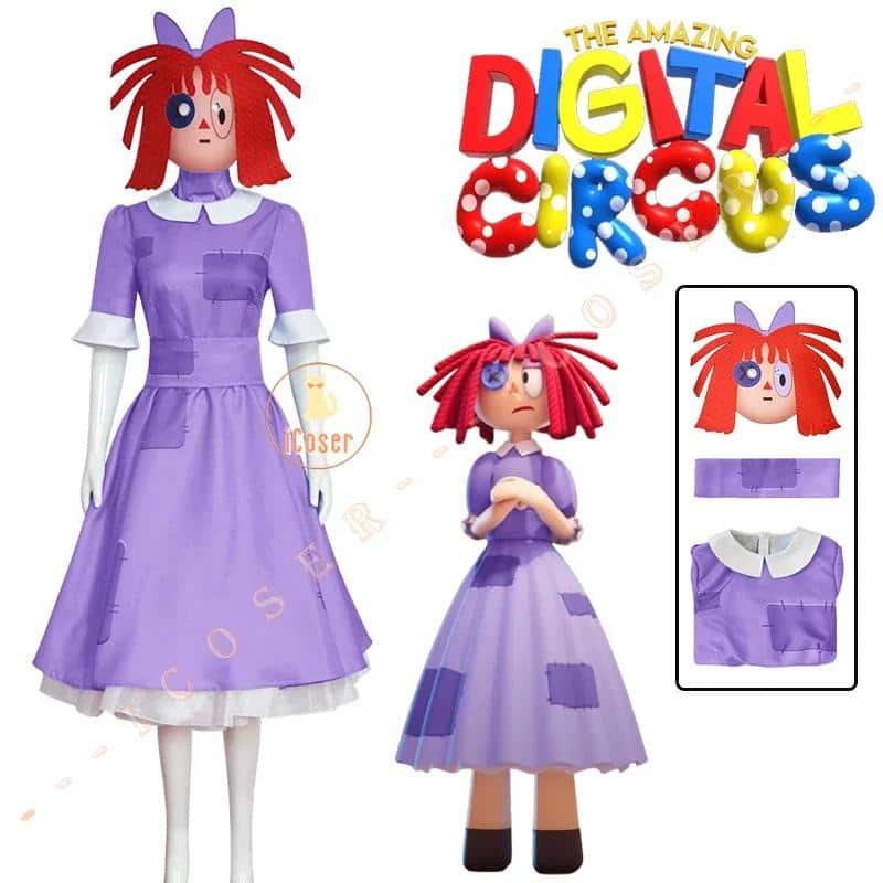 The Amazing Digital Circus Ragatha Cosplay Kostüm Cartoon Uniform Jumpsuit Pomni für Kids Adult Cos 11