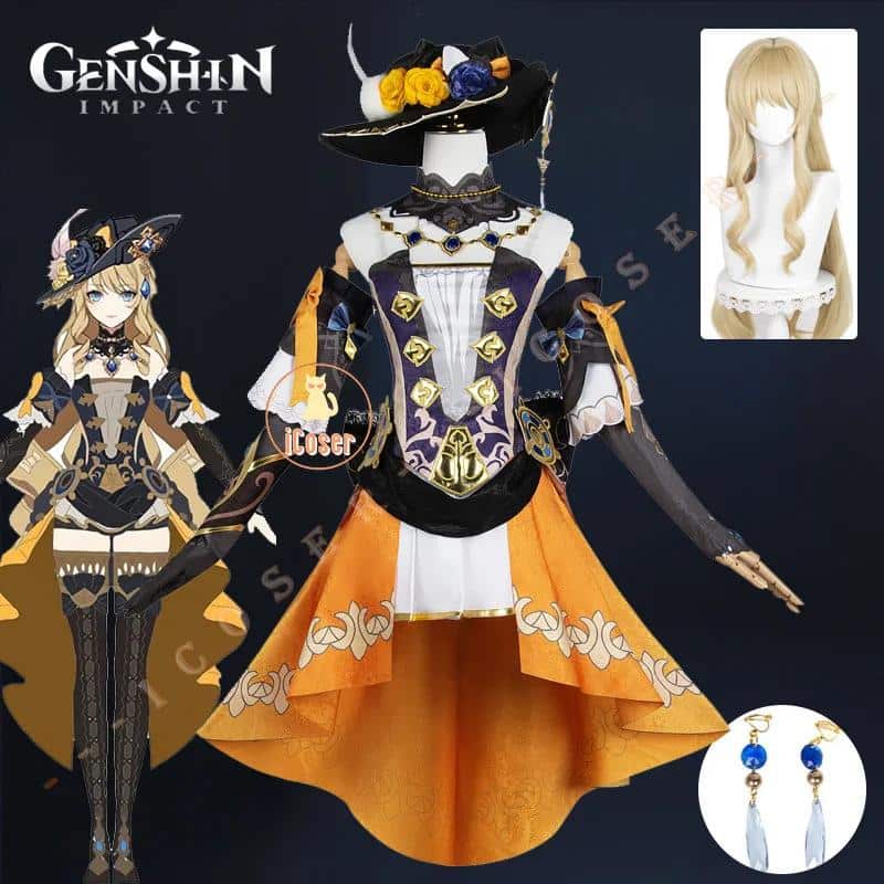 Navia Cosplay Kostüm Wig Perücke Genshin Impact Fontaine Kleid Uniform ...