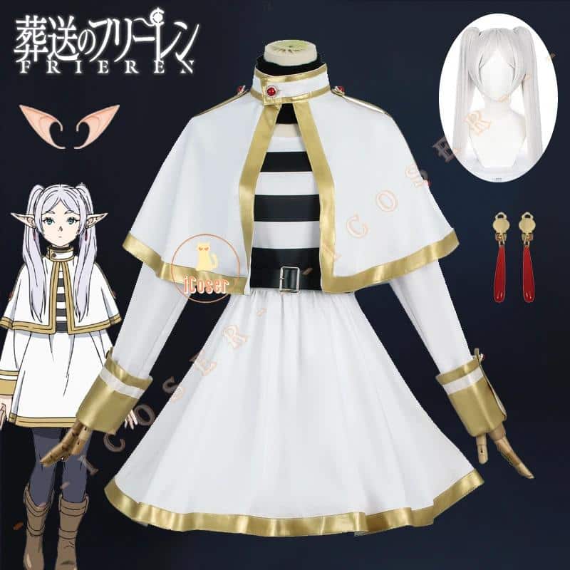 Frieren Cosplay Kostüm Wig Perücke Anime Frieren Beyond Journey's End Kleid Uniform Ears Earrings Mage Damen Cosplay 11 Frieren Cosplay Kostüm Wig Perücke Anime Frieren Beyond Journey's End Kleid Uniform Ears Earrings Mage Damen Cosplay 2