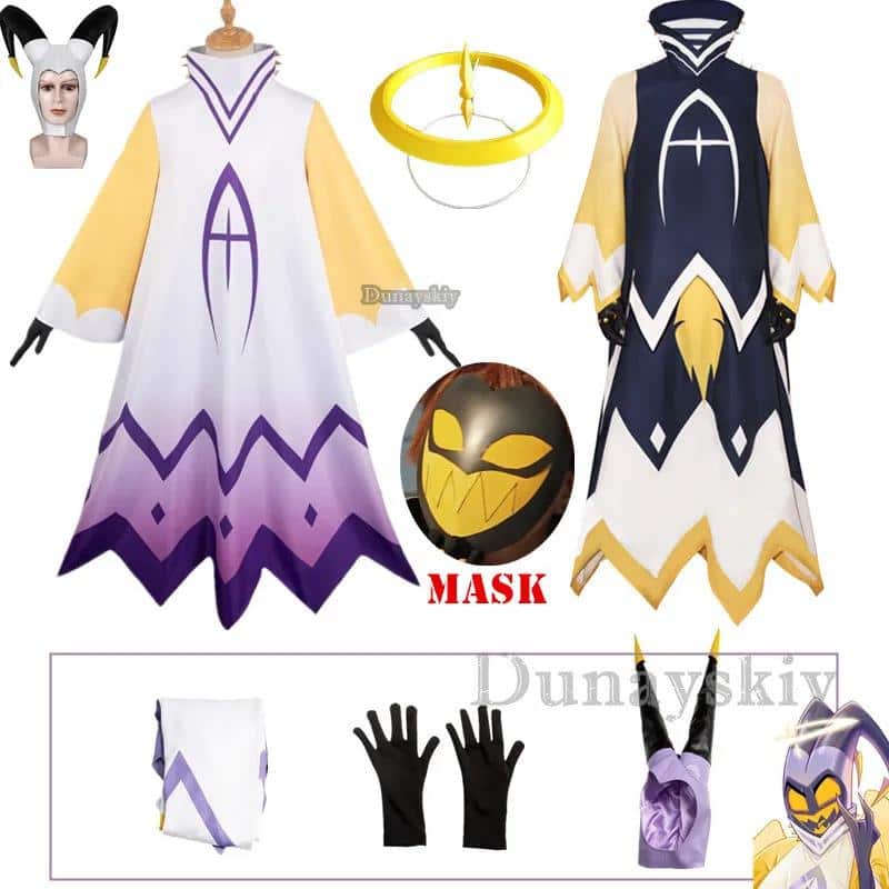 Hazbin Adam Cosplay Anime Hotel Man First Angel Halo Clothes Maske Cosplay Kostüm Suit Cos Adult Herren Kostüm 5