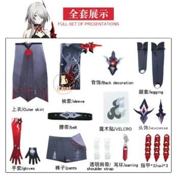 Acheron Cosplay Costume Wig Honkai Star Rail Red Dress Uniform Long White Hair Galaxy Rangers for Women Props 10