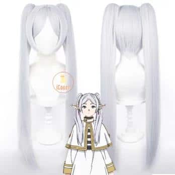 Anime Freeze Beyond Journey's End Freeze Cosplay Costume Wig Beige Dress Cloak Elf Ears Earrings for Women Cos 11