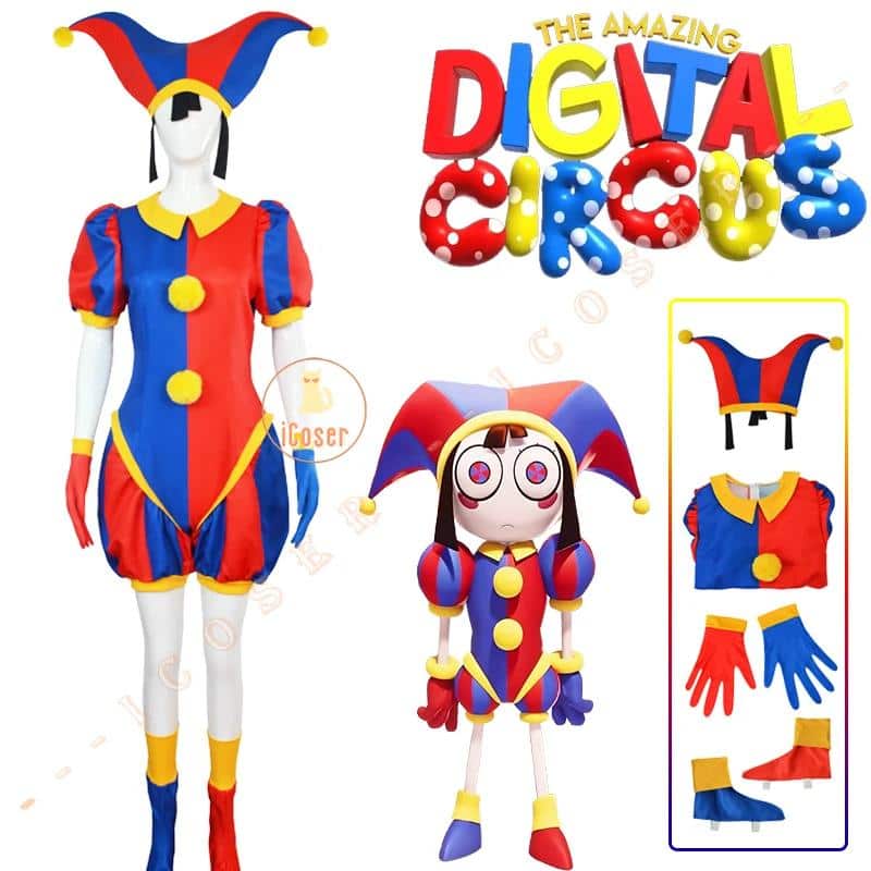 The Amazing Digital Circus Pomni Cosplay Kostüm Uniform Jumpsuit Hat Bodysuit Human für Adult Kids Kostüm Cartoon Cos 9