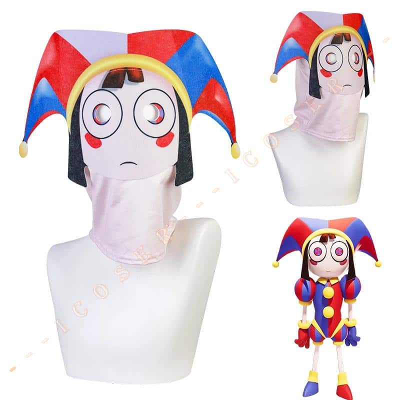 Pomni Cosplay Face Maske Cartoon Hat The Amazing Digital Circus Head Cover für Children Kids Props Accesoires 5