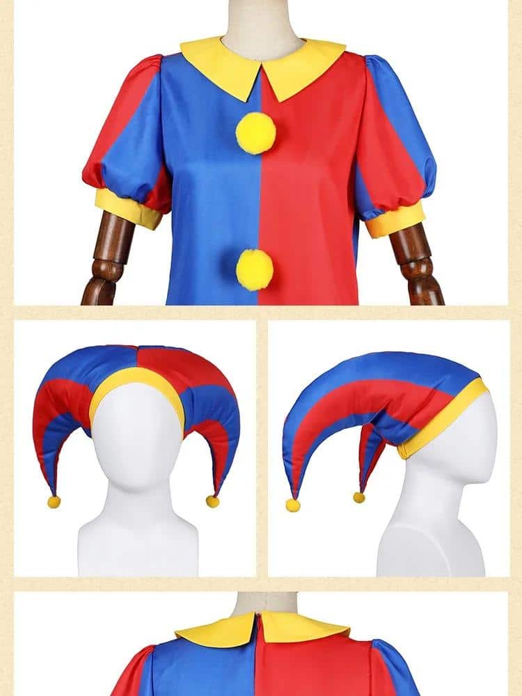 Pomni Cosplay Kostüm The Amazing Digital Circus Cartoon Uniform Hat Gloves für Damen Herren Kids Kostüm Cos Props 18