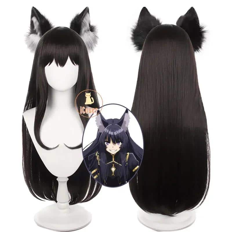 Anime The Eminence In Shadow Delta Cosplay Wig Sara Black Long Hair Shadow Garden Ear Headwear Women 2