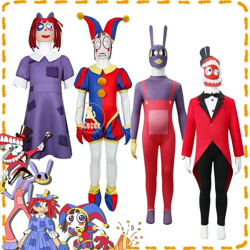 Pomni Cosplay Cartoon Kostüm The Amazing Digital Circus Ragatha Jax Caine Jumpsuit für Children Kids Kostüm 4