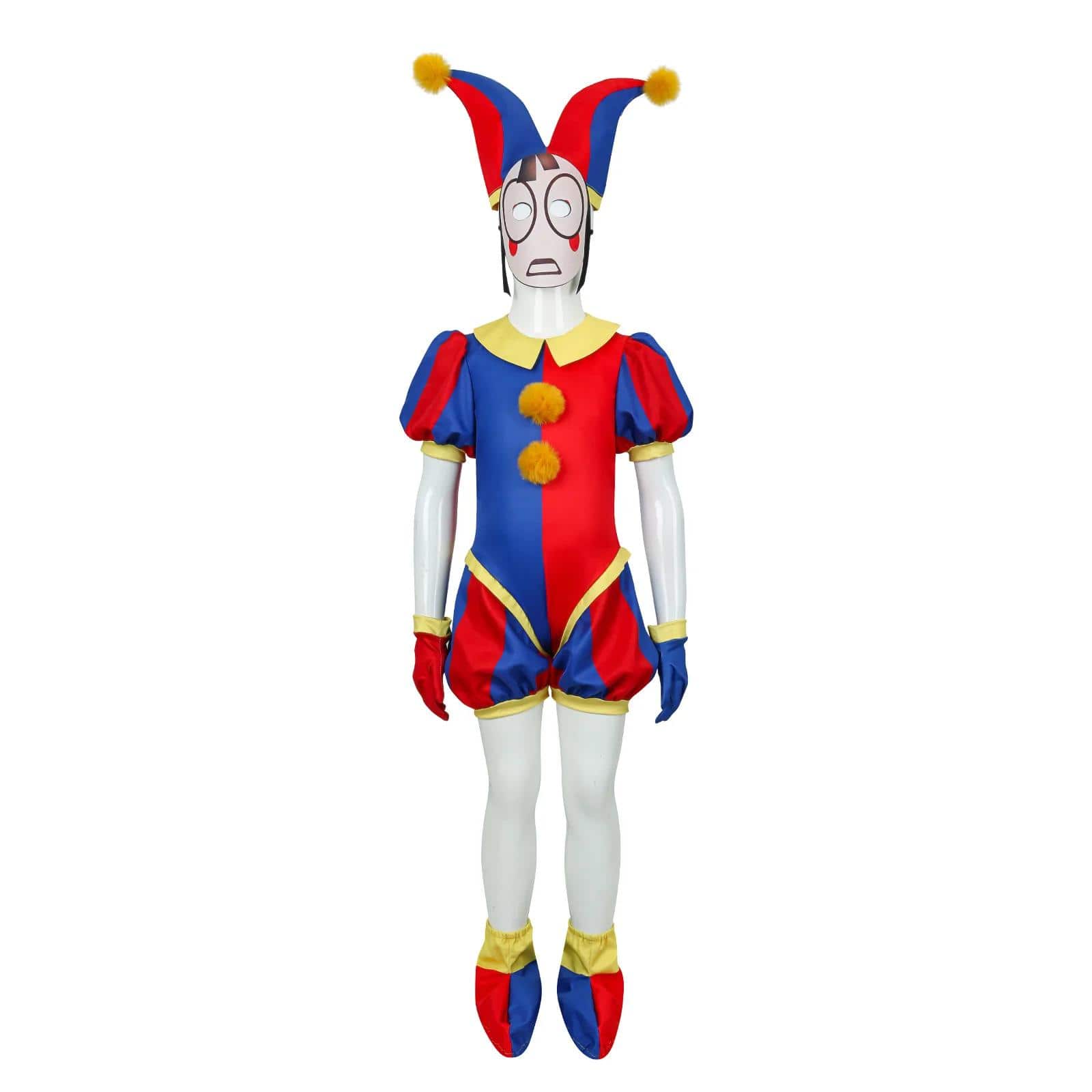 Pomni Cosplay Cartoon Kostüm The Amazing Digital Circus Jumpsuit Hat Maske Gloves Shoe Covers für Kids Children Gifts 16