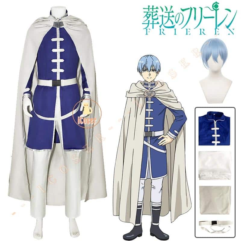 Himmel Cosplay Kostüm Wig Perücke Anime Frieren Beyond Journey's End Cloak Uniform Outfit Blue Hair Herren Damen 13