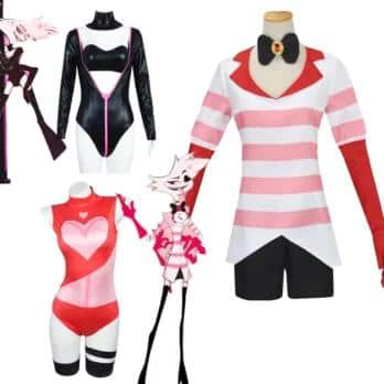 Anime Hazbin Angel Dust Cosplay Hotel Costume Wig Uniform Cosplay Charlie Sexy Dress Suit Stripes Unisex Cosplay 9