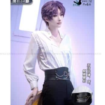 Game Love And Deepspace Cos Rafayel Cosplay Kostüm White Shirt Black Pants Qiyu Rafayel Wig Perücke Damen Herren Suit 11