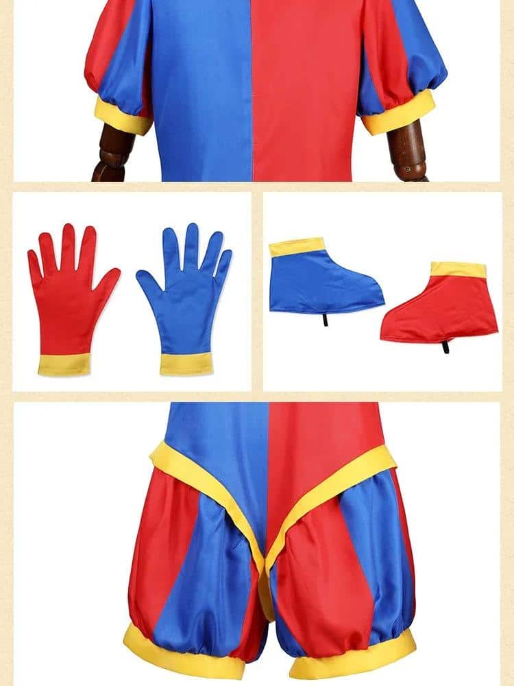 Pomni Cosplay Kostüm The Amazing Digital Circus Cartoon Uniform Hat Gloves für Damen Herren Kids Kostüm Cos Props 19