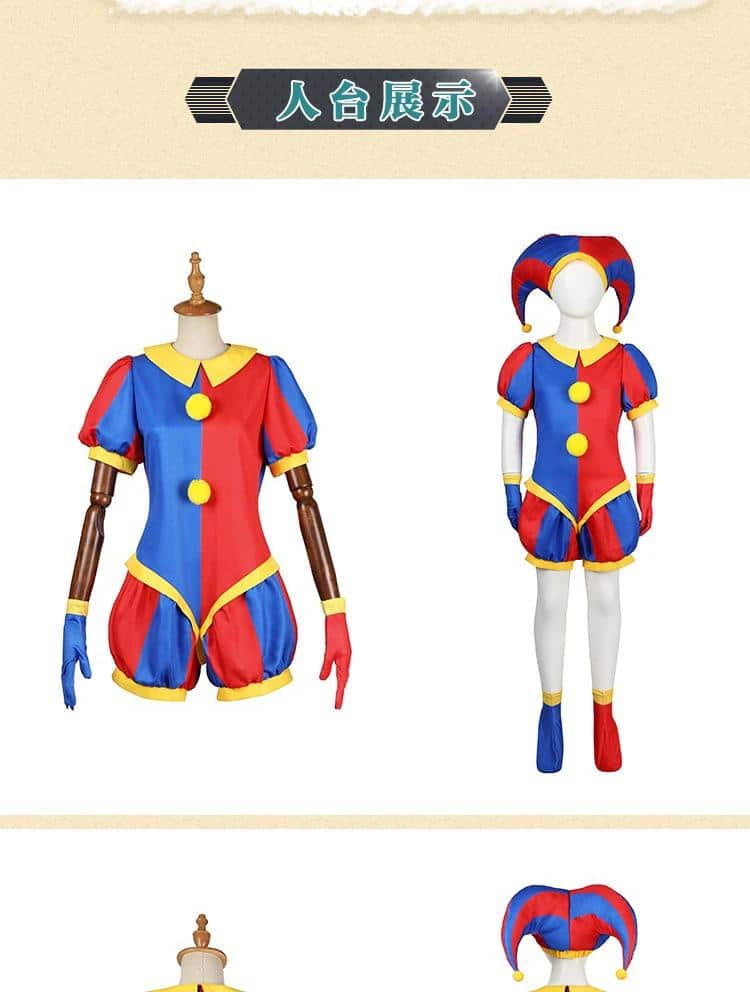 Pomni Cosplay Kostüm The Amazing Digital Circus Cartoon Uniform Hat Gloves für Damen Herren Kids Kostüm Cos Props 15