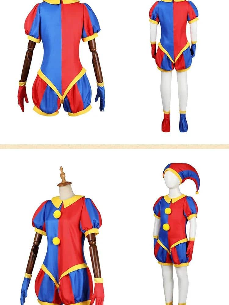 Pomni Cosplay Kostüm The Amazing Digital Circus Cartoon Uniform Hat Gloves für Damen Herren Kids Kostüm Cos Props 16