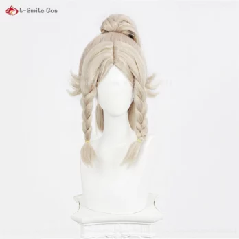 Anime Kachina Cosplay Wigs 65cm Flax Gradient Brown Ponytail Hair Heat Resistant Synthetic Hair Halloween Wigs + Wig Cap 3
