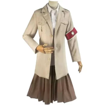 Attack Shingeki no Kyojin AOT Pieck Finger Cosplay CostumeLong Black wigs Uniform Skirt Outfits Halloween Carnival Suit 4