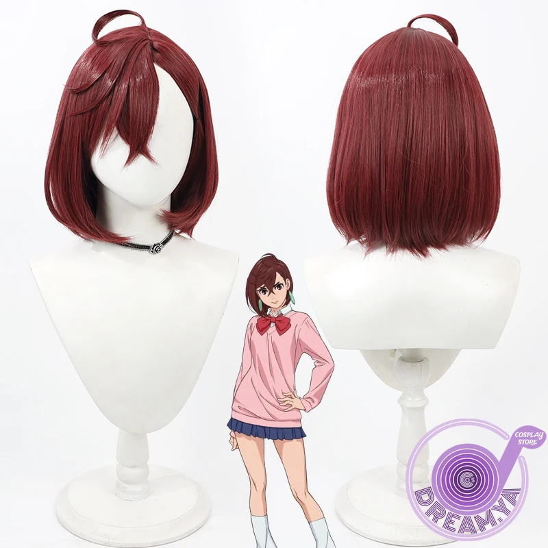 Ayase Momo Cosplay Wig Dandadan Anime Red Brown Short Heat Resistant Synthetic Hair Halloween Carnival Party + Free Wig Cap 1