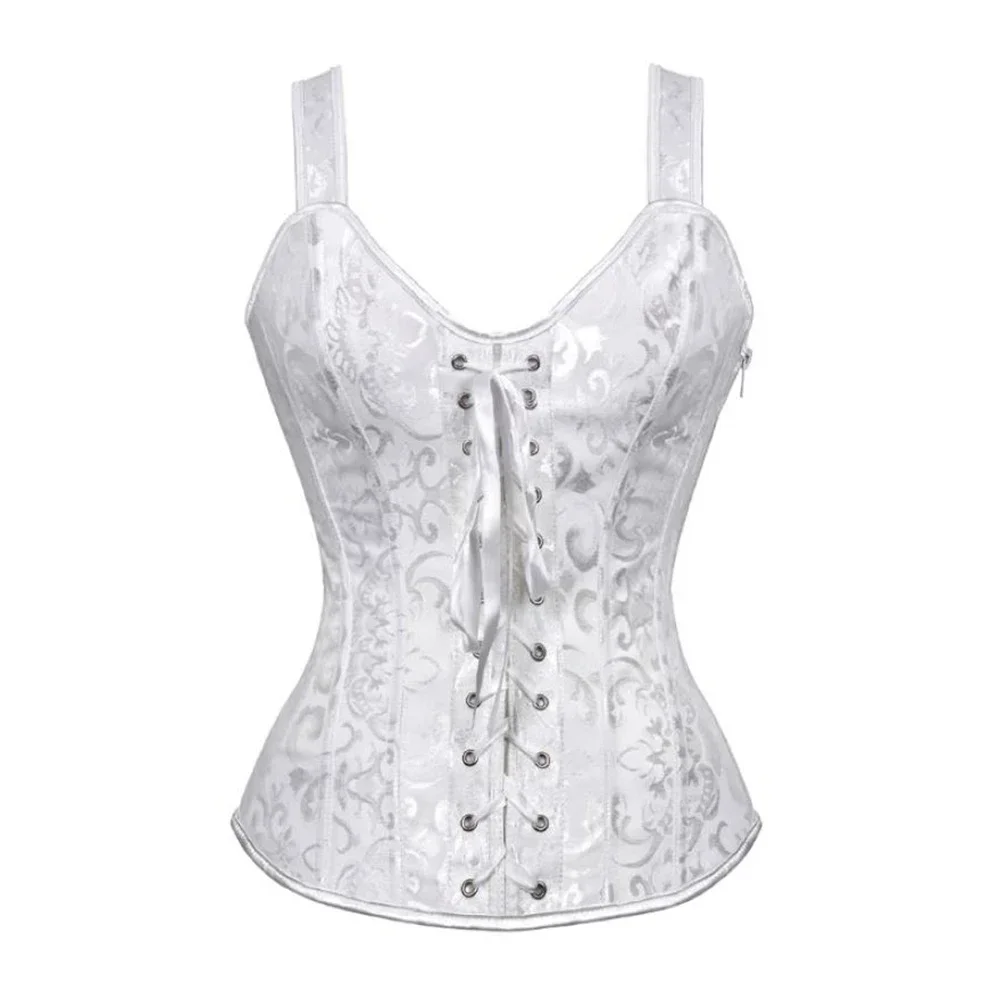 Women Corset with Straps Overbust Corsets Vest Steampunk Corsets and Bustiers Lace Up Boned Jacquard Corset Top 26 Women Corset with Straps Overbust Corsets Vest Steampunk Corsets and Bustiers Lace Up Boned Jacquard Corset Top 15
