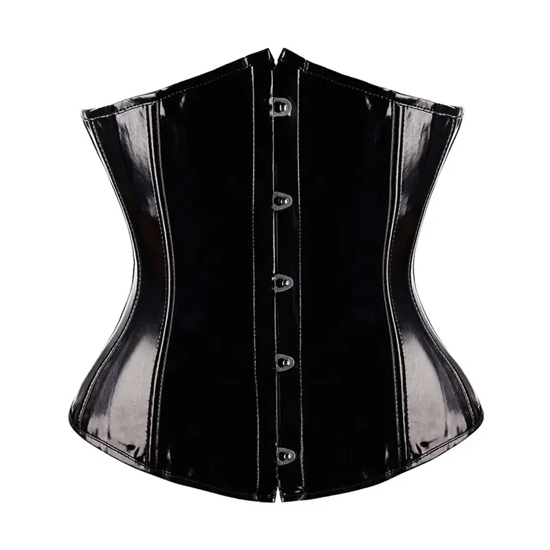 Women Underbust Waist Trainer Bustier Sexy Black PVC Leather Corset Goth Punk Vintage Slim Body Belts Streetwear CosplayHero