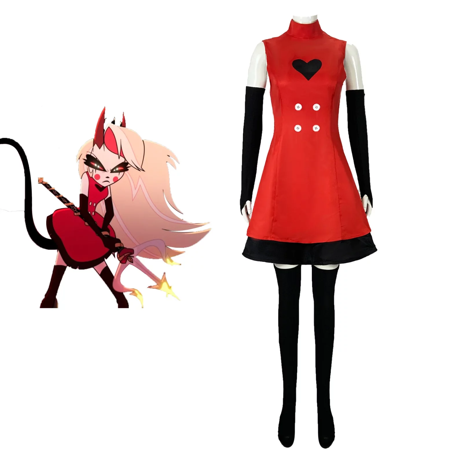 Anime Hazbin for Game Fans Hotel Charlie Cosplay Halloween Costume Adult Women Turtleneck Red Dress Sexy Sleeveless Daily Skirt 30 Anime Hazbin for Game Fans Hotel Charlie Cosplay Halloween Costume Adult Women Turtleneck Red Dress Sexy Sleeveless Daily Skirt 2