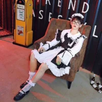 2023 Halloween Maid Outfit Lolita Cosplay Cute Sexy Erotic Kawaii Cafe Costume Black White Men Uniform Apron Dress Cute Bowknot 7