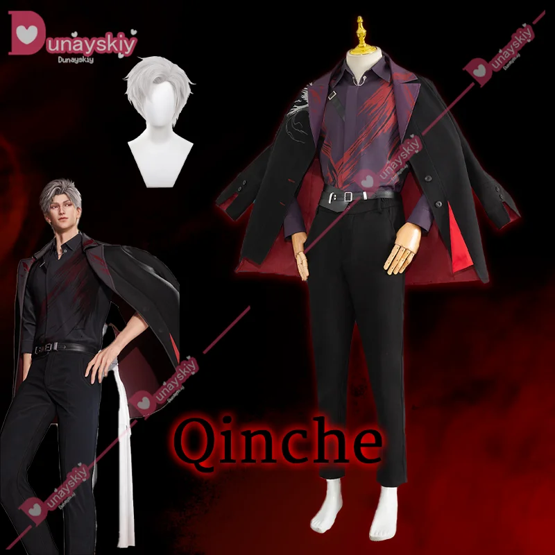 Game Love and Deepspace Sylus Qin Che Cosplay Costume Wig Grey Hair Short Wig Sylus's Lore Uniform Onychinus's Leader Trench 1